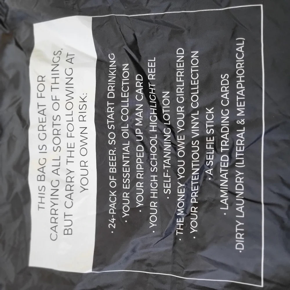 Travis Mathew Drawstring Golf Cinch Bag Zippered Lined Pocket Black 14x18‎